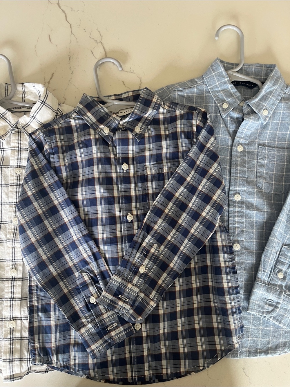 Janie and Jack Navy, Light Blue & White Plaid Button-Down Shirts